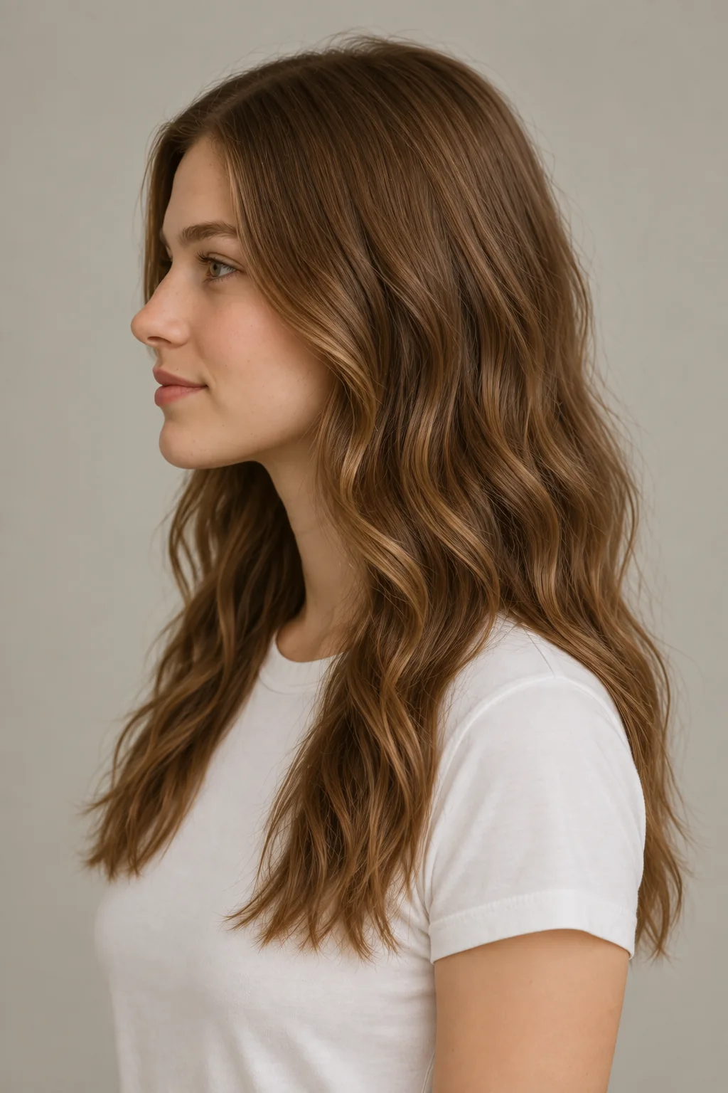 Left profile of brown beach waves with loose separated S bends through the mid-lengths and relaxed ends