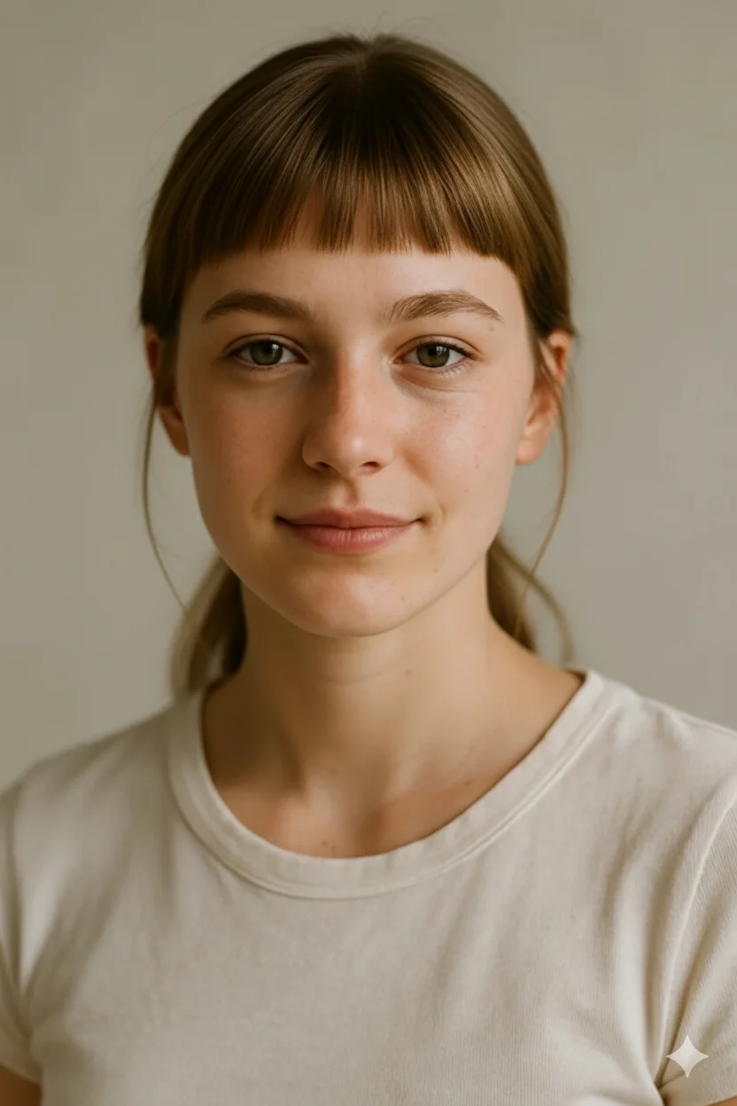 Micro/Baby Bangs previewed with the AI bangs filter