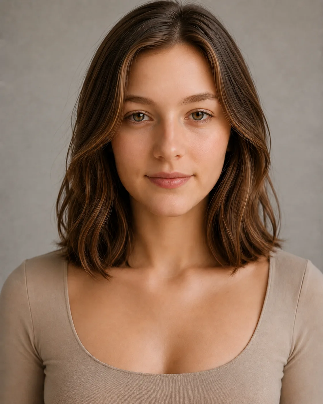 Hair — Deep cedar lowlights, shown on the model