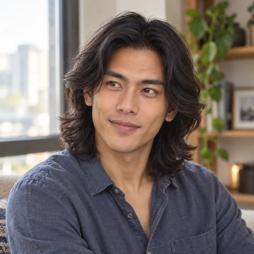 Long layered waves hairstyle reference