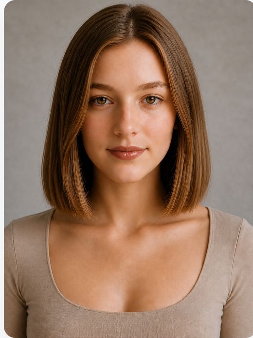 Actual Blunt Bob preview generated in Studio from the sample portrait
