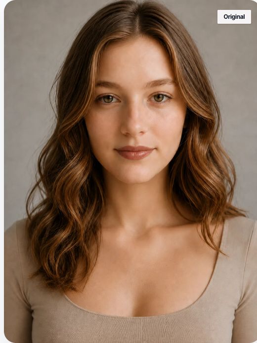 Original Studio upload: sample portrait with shoulder-length wavy brown hair